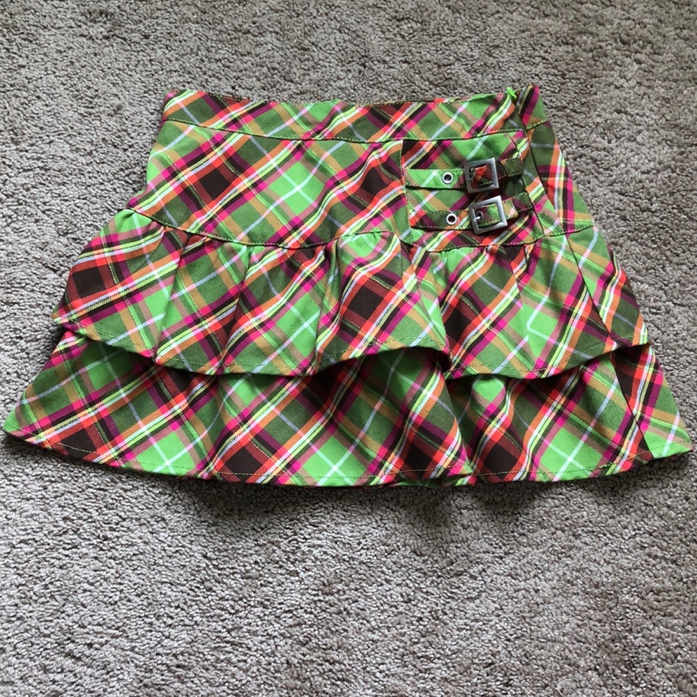 The Children's Place Skirt Girls Size 12 Plaid Green Pink Yellow White Brown